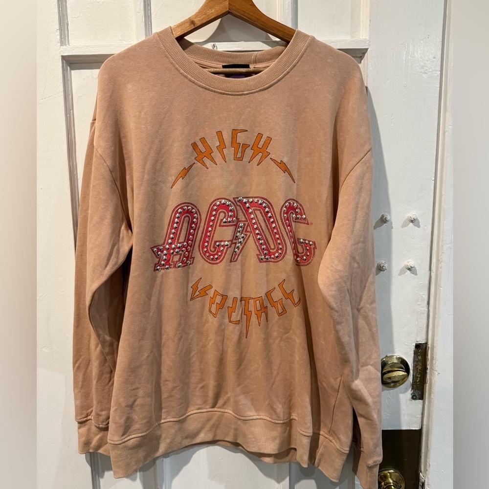 AC/DC High Voltage Beige Crewneck Sweater